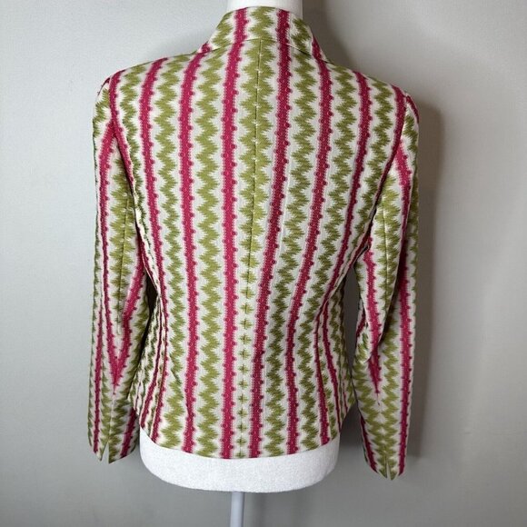 LAFAYETTE 148 New York Womens Green & Pink One Button Collar Blazer Jacket Sz 4 - Picture 6 of 12